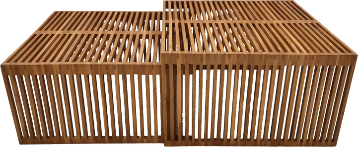 Set tavolinash Tinnie I, dru tik, ngjyrë natyrale