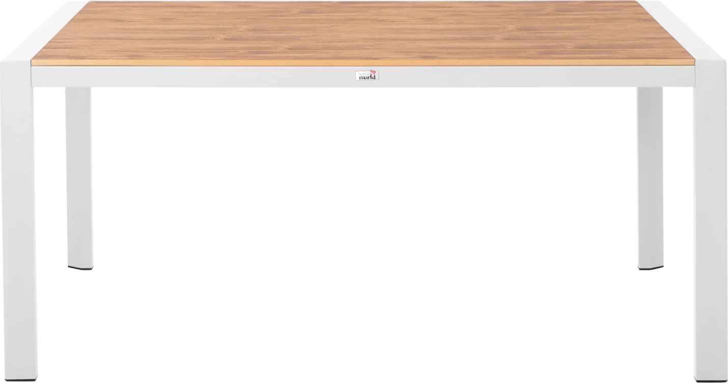 Tavolinë ngrënieje për jashtë GOYA, alumini, ngjyrë e bardhë & sipërfaqe tavoline polywood, 160x80x75 cm