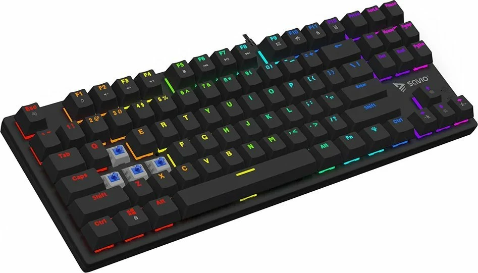 Tastierë mekanike Savio Tempest X2 SAVGK-TEMPEST X2 BLUE, Outemu Blue, TKL 80%, RGB, USB me kabllo 1.5 m, e zezë