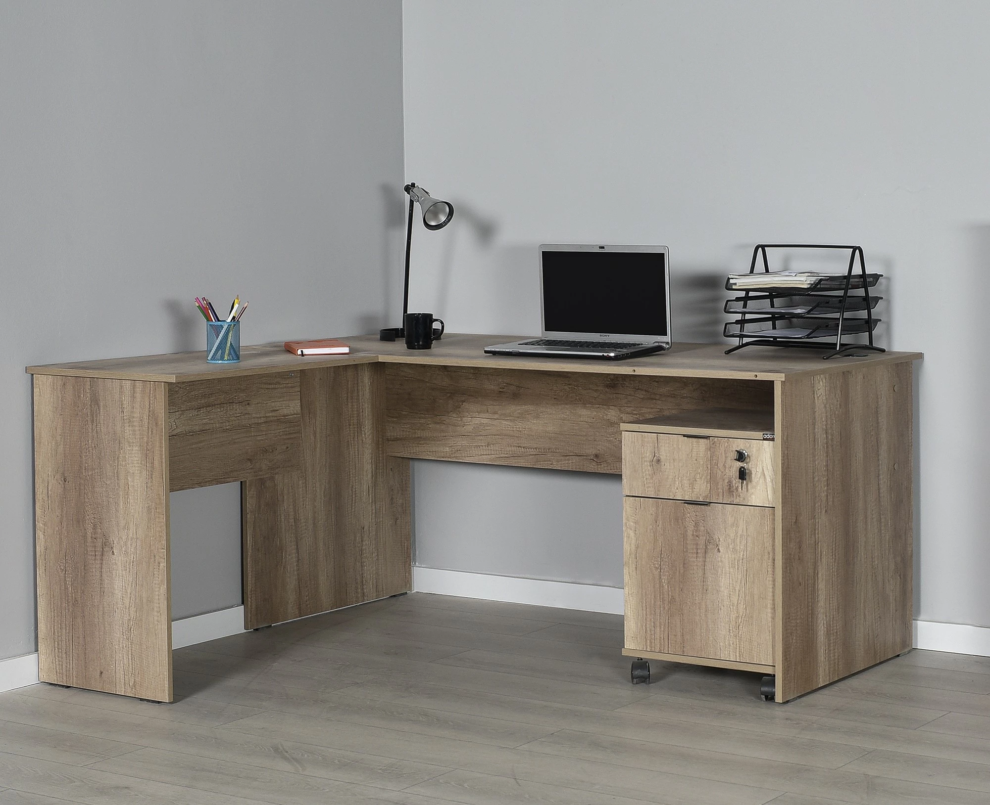 Tavolinë pune Hanah Home, Rms-320-Tt-1, ngjyrë arrë e çelët, 160x75x144cm