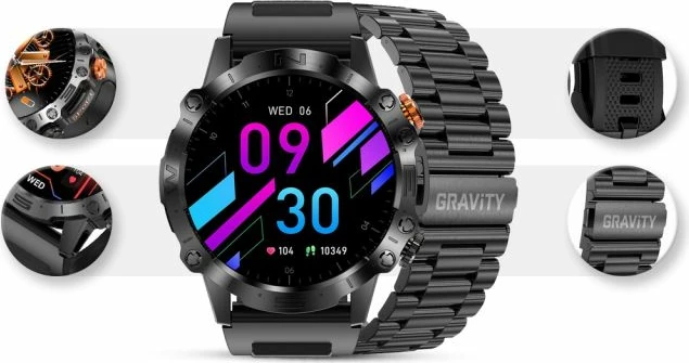 Smartwatch Gravity për meshkuj, e zezë