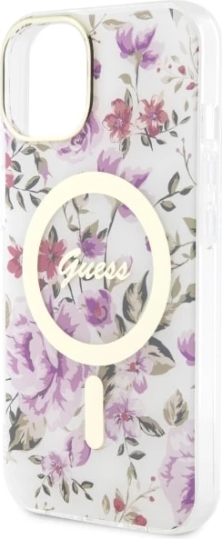 Mbështjellës Guess Flower MagSafe për iPhone 14, Transparent