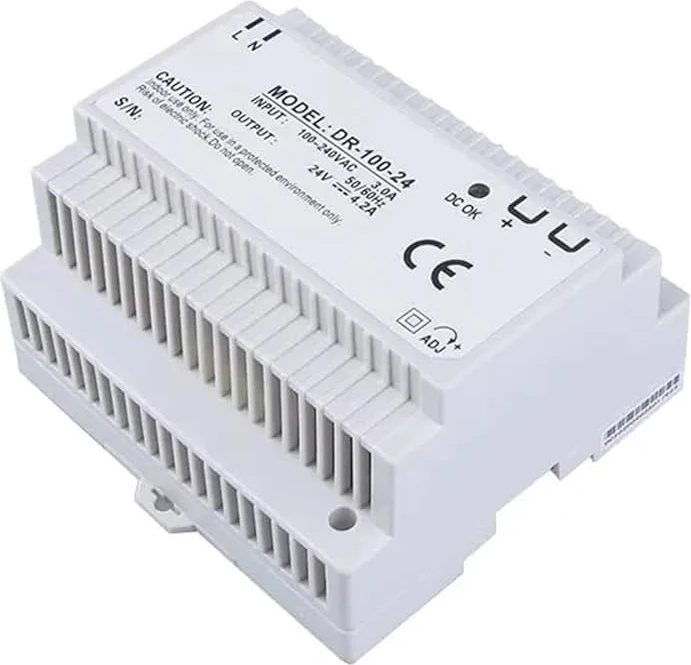 Trafo 24V DC DR-100W 4.16A për montim në shina