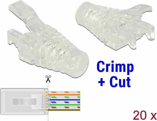 Mbrojtës (boot) për konektor RJ-45 DeLOCK 86455, transparent, 20 copë
