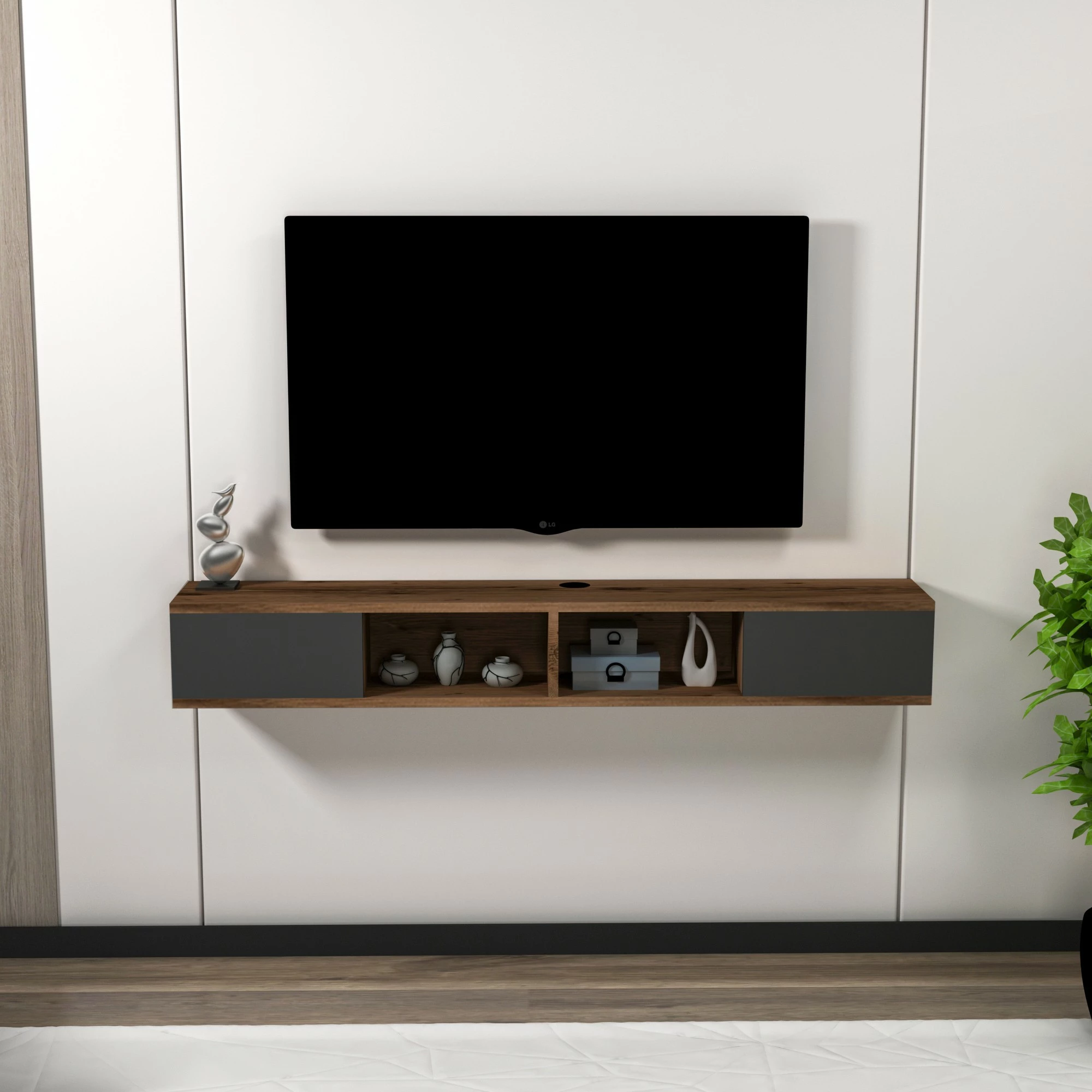 Komodë TV Hanah Home Mayer, ngjyrë arrë e çelët, antracit