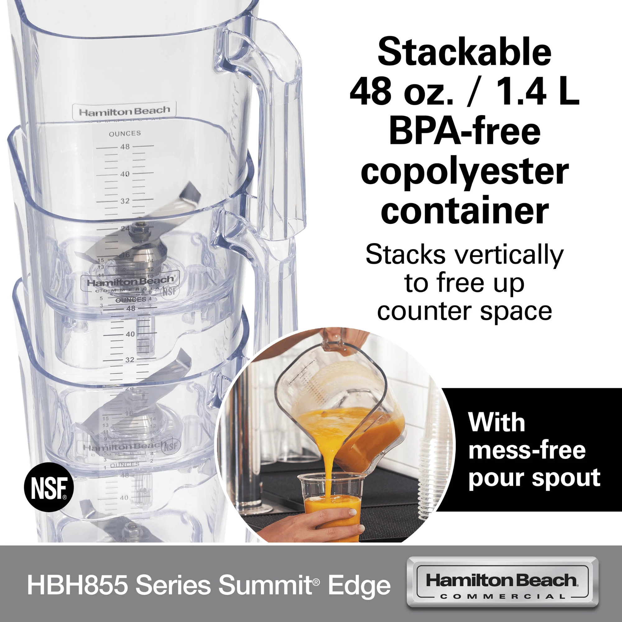 Blender profesional, Hamilton Beach Commercial, Summit Edge HBH855, 1.4 L, me Quiet Shield, i zi