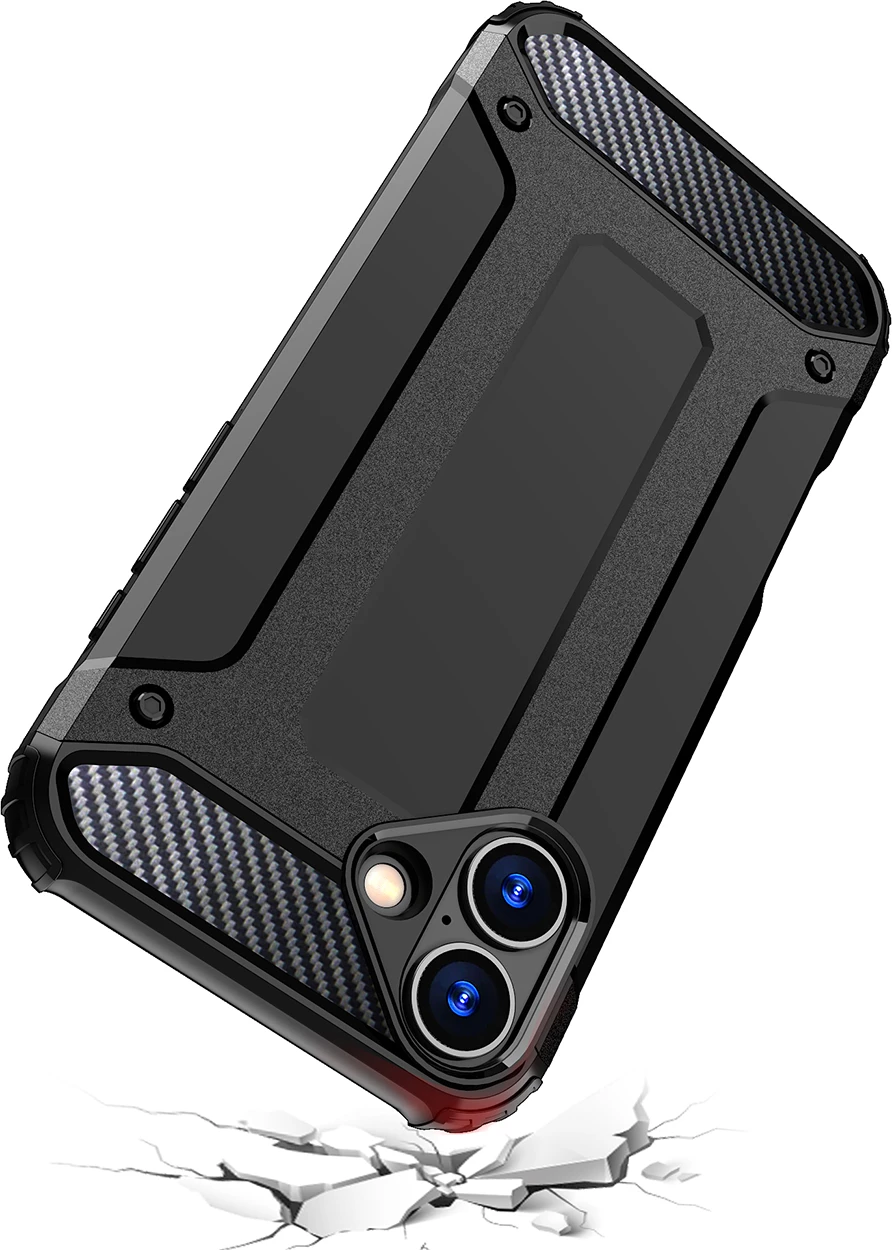 Mbështjellës Hurtel Hybrid Armor për iPhone 16e, i zi