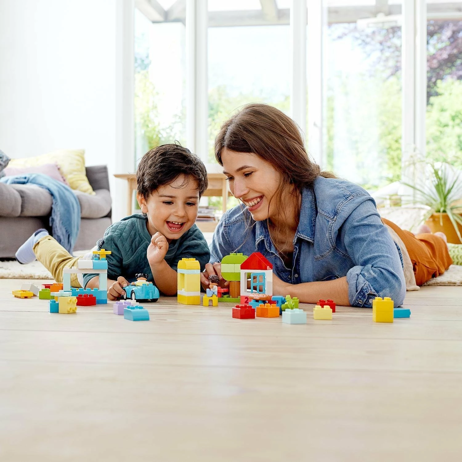 Set blloqe LEGO DUPLO Brick Box 10913, 65 copë, kuti ruajtëse, jeshile