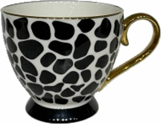 Filxhan Safari, ngjyrë e bardhë, e zezë, ari, 11x11x9, New Bone China