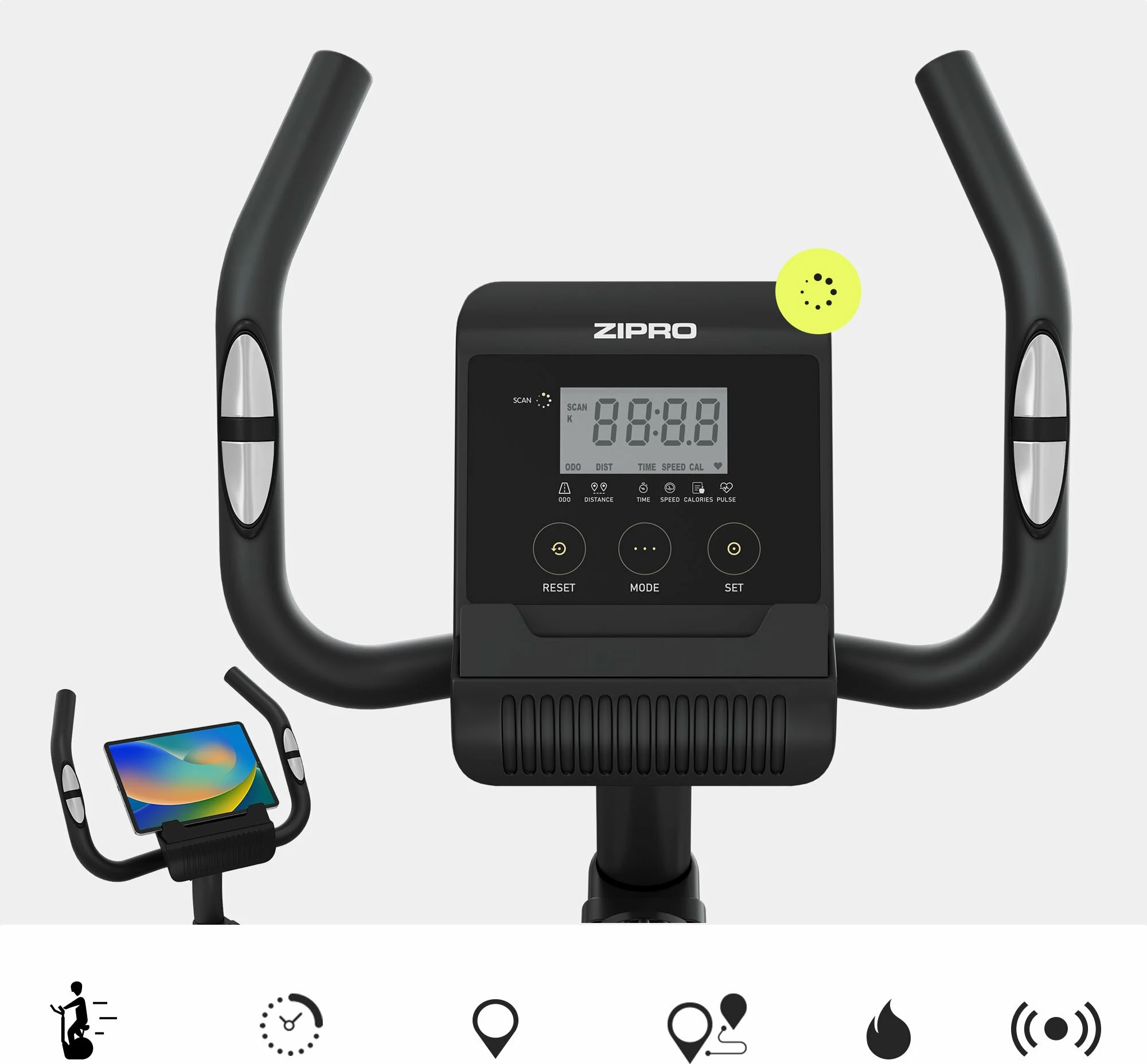 Biçikletë stacionare Zipro Beat RS, rezistencë magnetike, vertikale, 8 nivele, max 120 kg, e zezë
