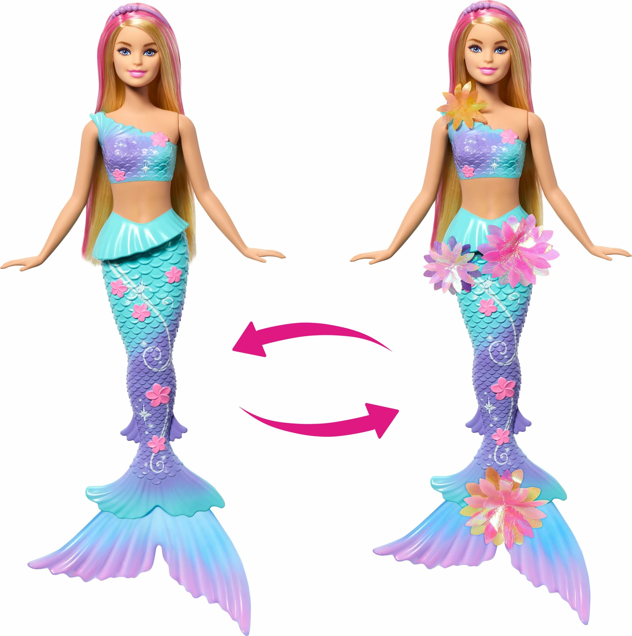Kukull sirenë Barbie Dreamtopia JDM72 29 cm, lule magjike që çelin, bateri LR44 x3, shumëngjyrëshe, 1 copë
