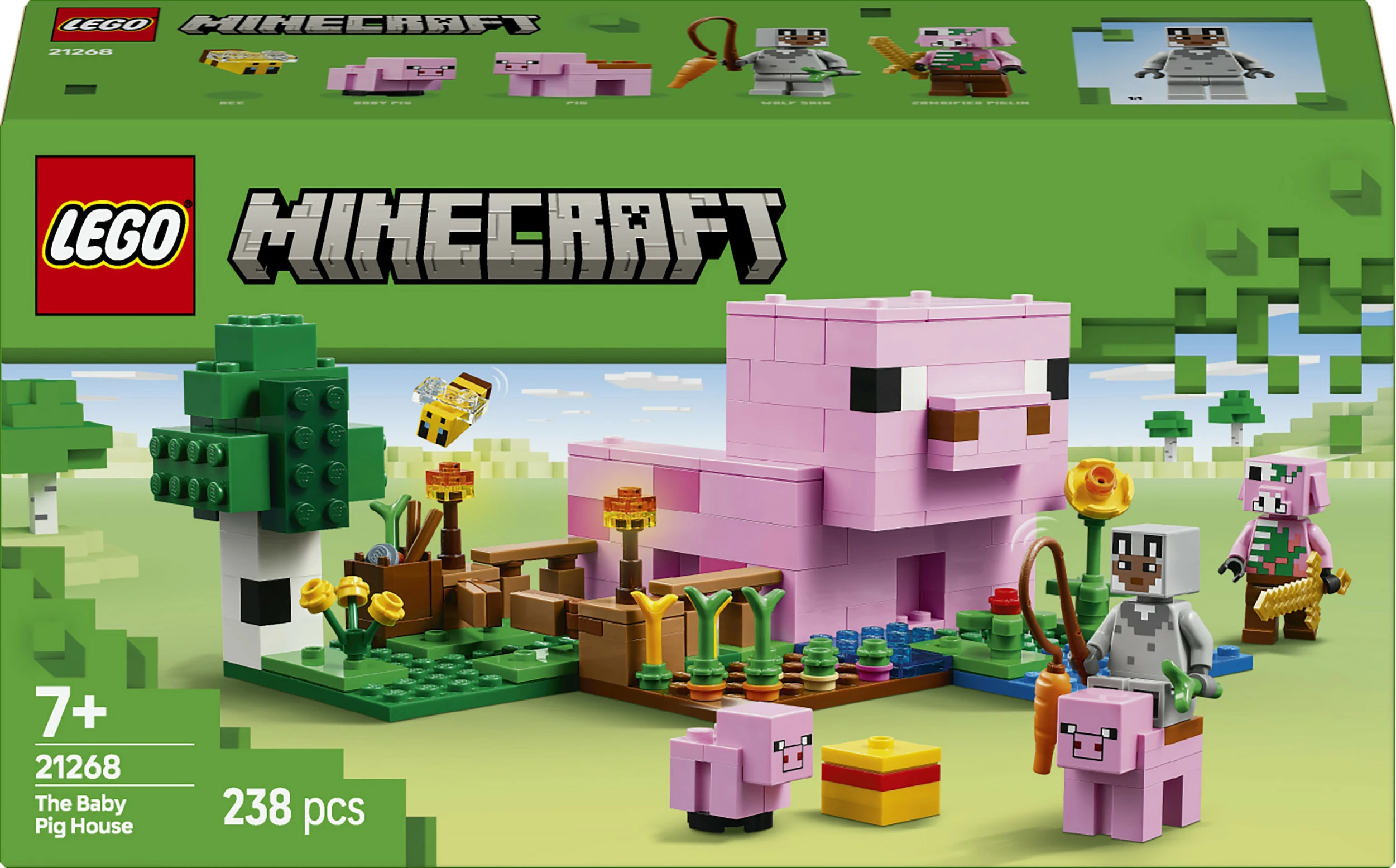 Set ndërtimi LEGO Minecraft 21268 Das Babyschwein-Haus 238 pjesë, multikolor