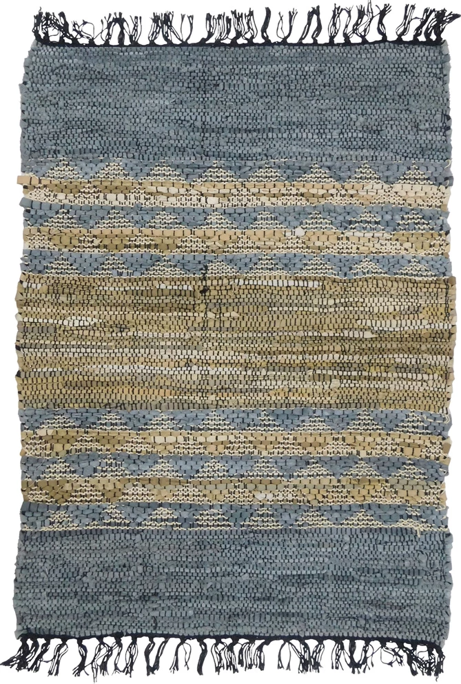 Qilim Cinder, lëkurë, ngjyrë bezhë-gri, 60x90cm