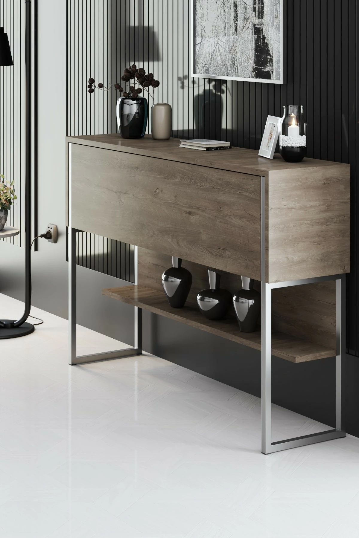 Komodë Hanah Home, Luxe, argjend dhe arre