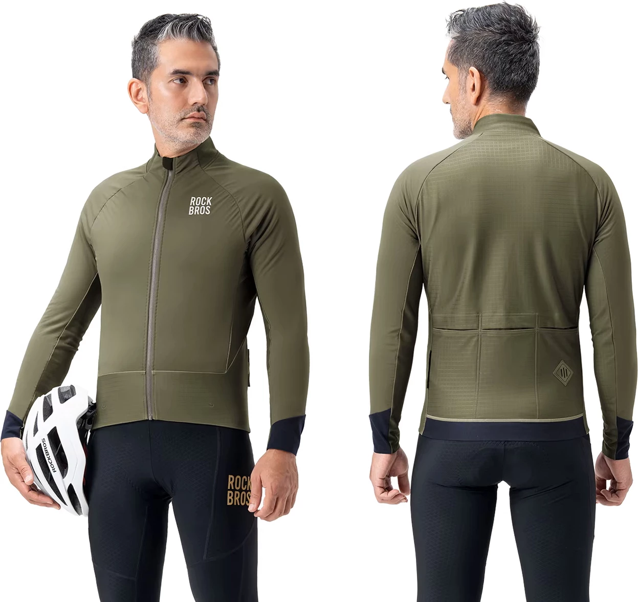 Xhaketë çiklizmi dimërore Rockbros YDWT014, fleece dy-shtresore, madhësi L, e gjelbër