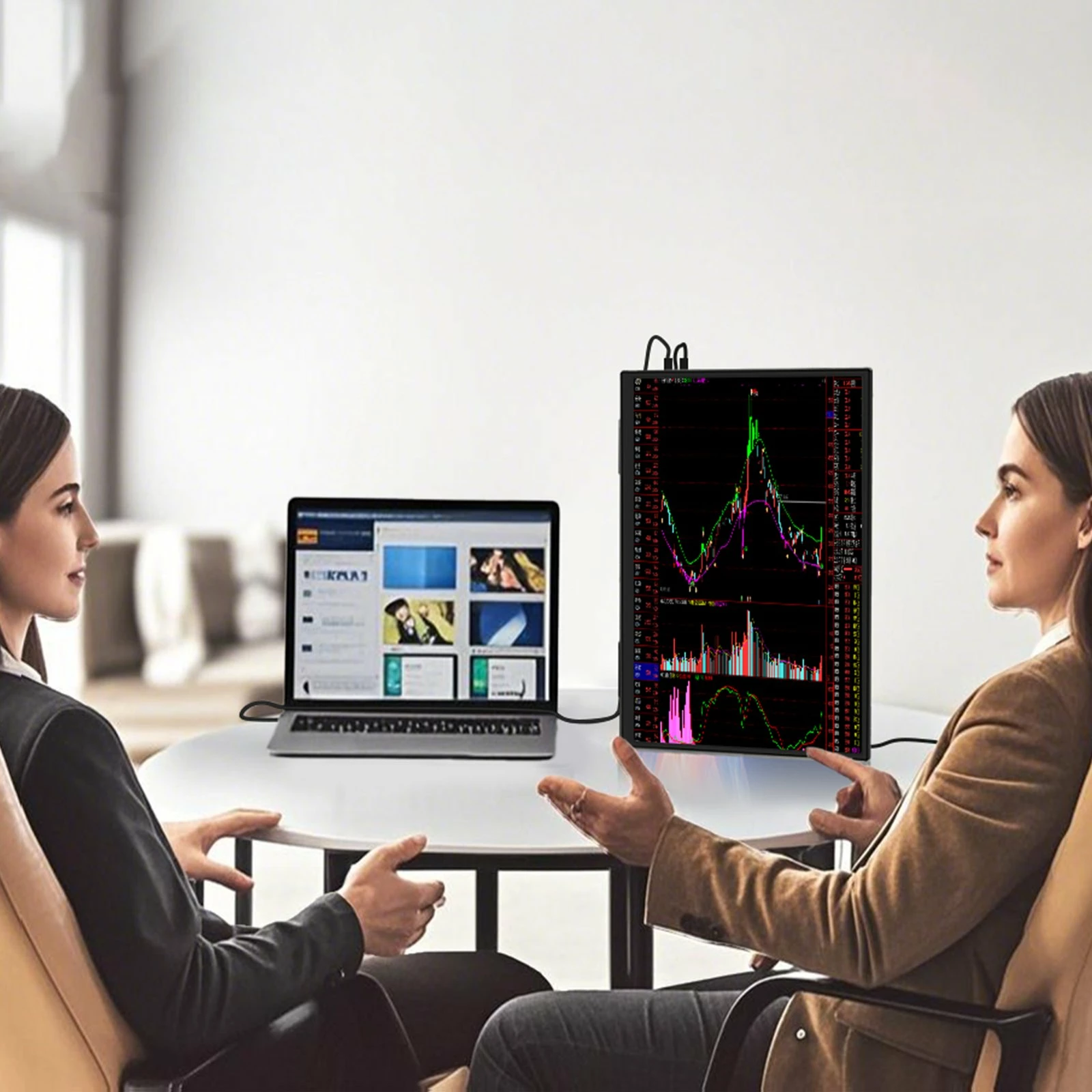 Monitor portativ Zeuslap Z18S 18.5" IPS Full HD 100Hz, i zi, set me karikues + kabllo HDMI + 2x USB-C