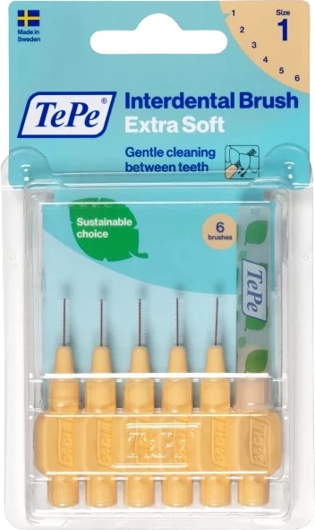 Furça interdentale TePe Extra Soft 0.45mm, 6 copë, portokalli e çelët