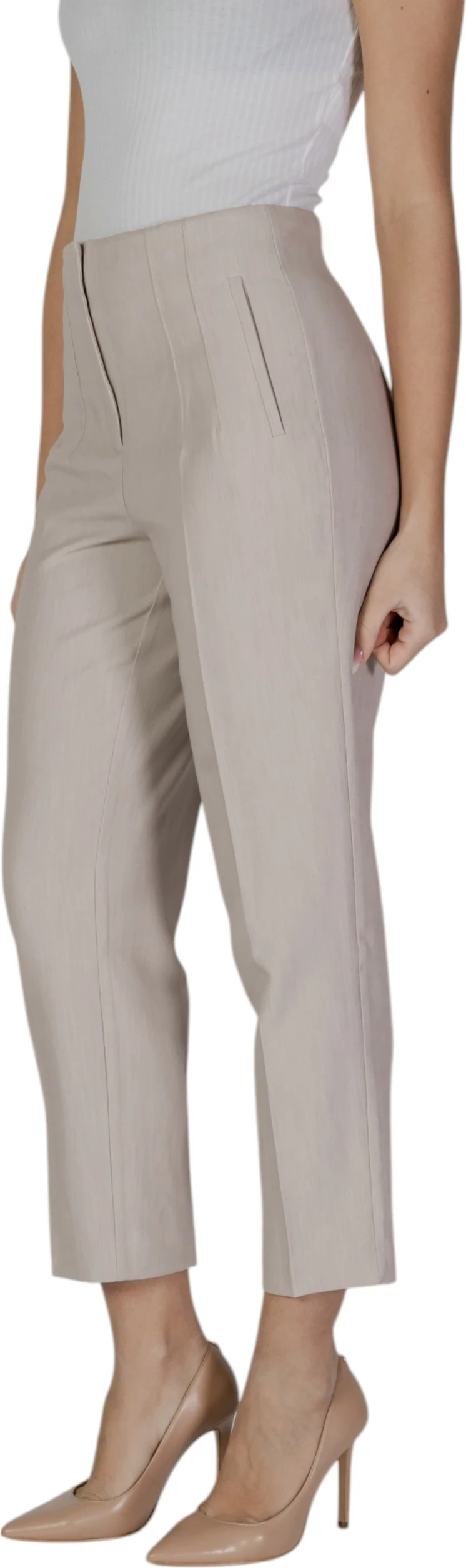 Pantallona për femra Only ONLRAVEN LIFE HW Pant TLR 15298565, bezhë [Madhësia: W40 L32]
