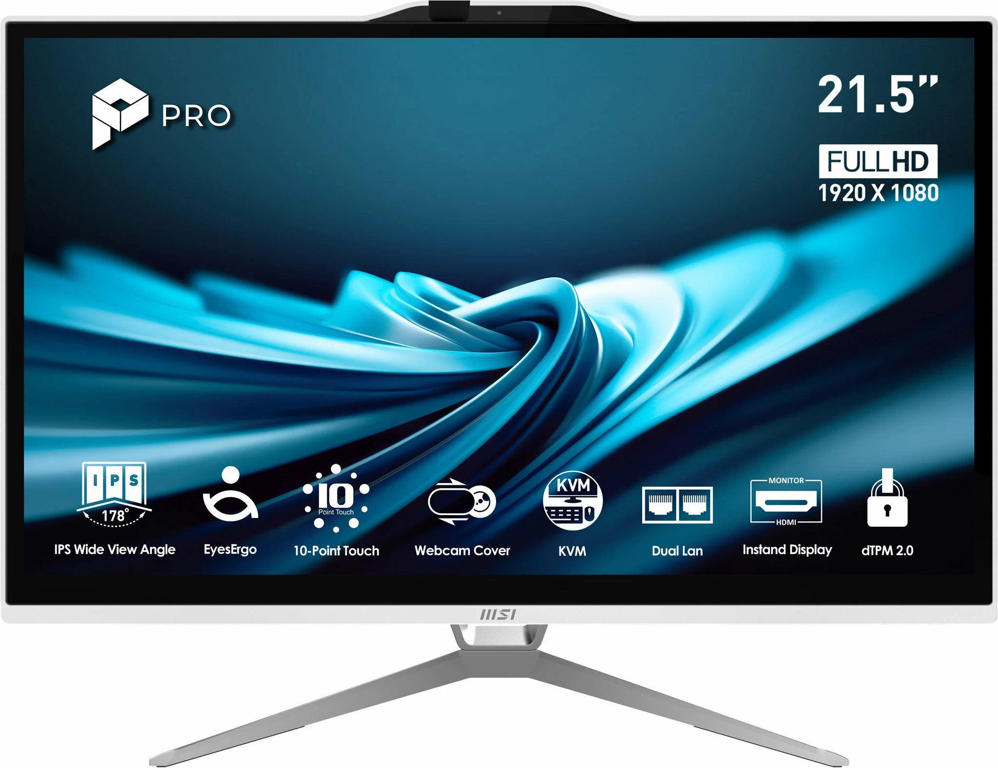 Kompjuter All-in-One MSI PRO AP222T 14M-623EU, Pentium G7400, 21.5\" FHD Touch, 8GB RAM, 128GB SSD, Intel UHD 730, Windows 11 Pro, i bardhë
