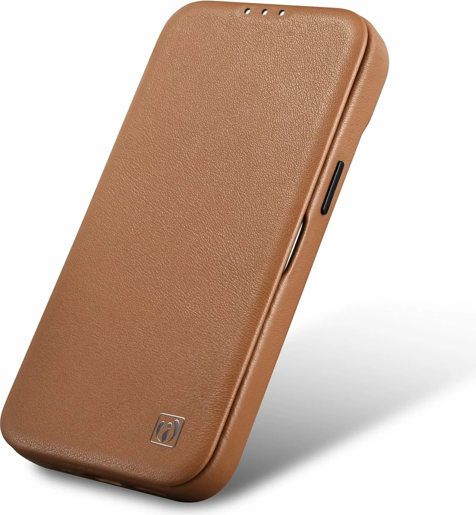 Mbështjellës lëkure iCarer CE Premium Folio për iPhone 14, MagSafe, kafe