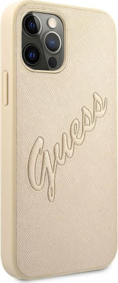 Mbështjellës Guess GUHCP12MRSAVSLG për iPhone 12/12 Pro 6.1", Saffiano Vintage Script, Gold