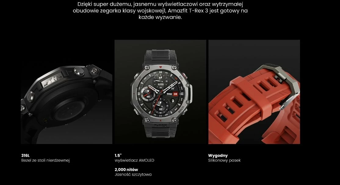 Smartwatch Huami T-Rex 3 W2323GL1N 1.5\" AMOLED NFC GPS 10 ATM, e zezë