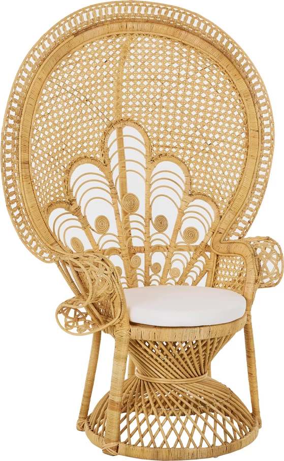 Karrige e madhe Elysee, jastëk, ratan natyral, 115x70x150cm