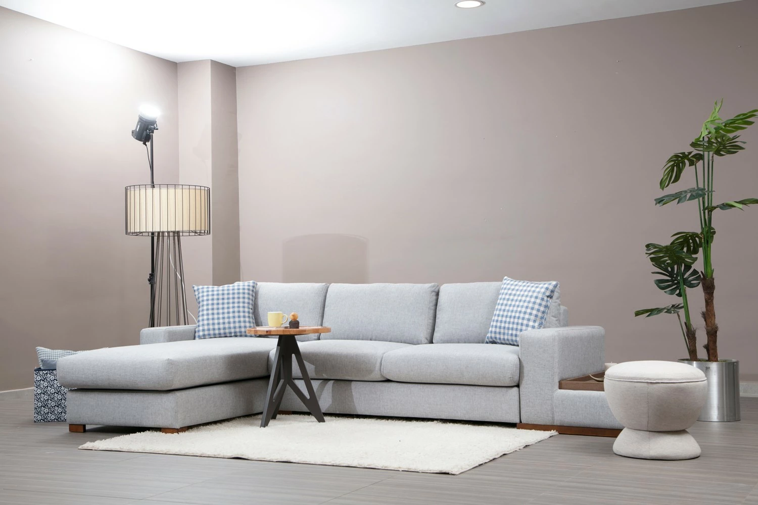 Kënd-sofë Atelier del Sofa, Loop 14, ngjyrë gri e çelët