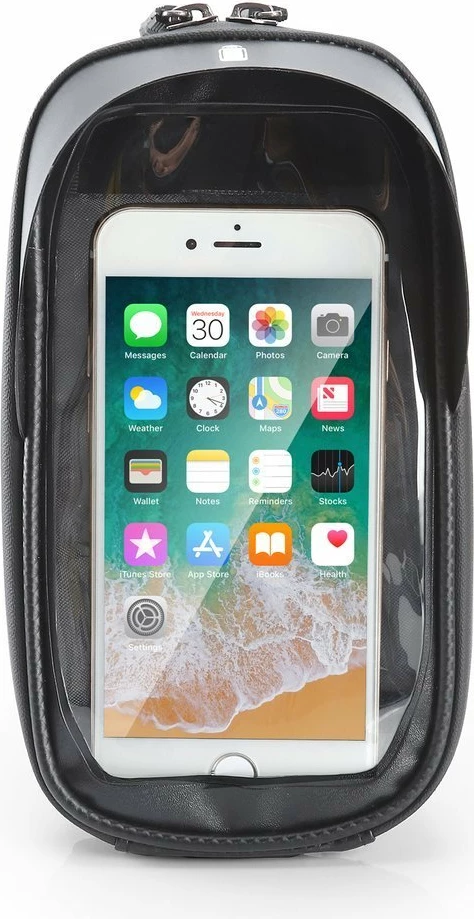 Çantë timoni për biçikletë Wozinsky WBB16BK me mbështjellës telefoni, 1L, e zezë