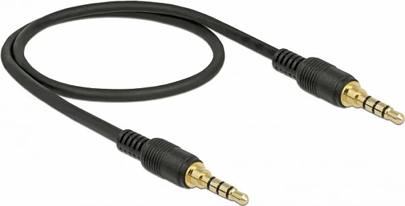 Kabllo audio DeLOCK 85592, 3.5mm TRRS 4-pin mashkull‑mashkull, 0.5 m, e zezë