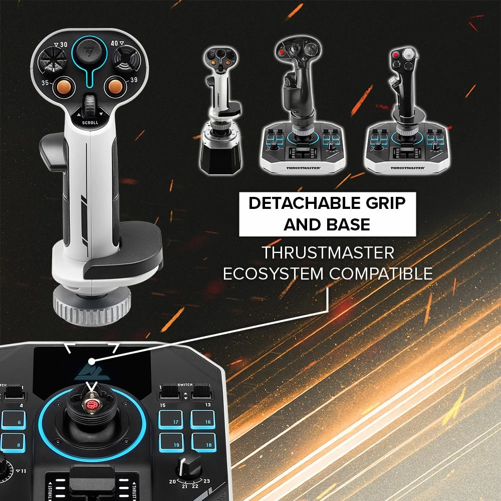 Joystick fluturimi Thrustmaster SOL-R 1 për PC, 44 funksione, H.E.A.R.T. 16-bit, RGB, bardhë/zi