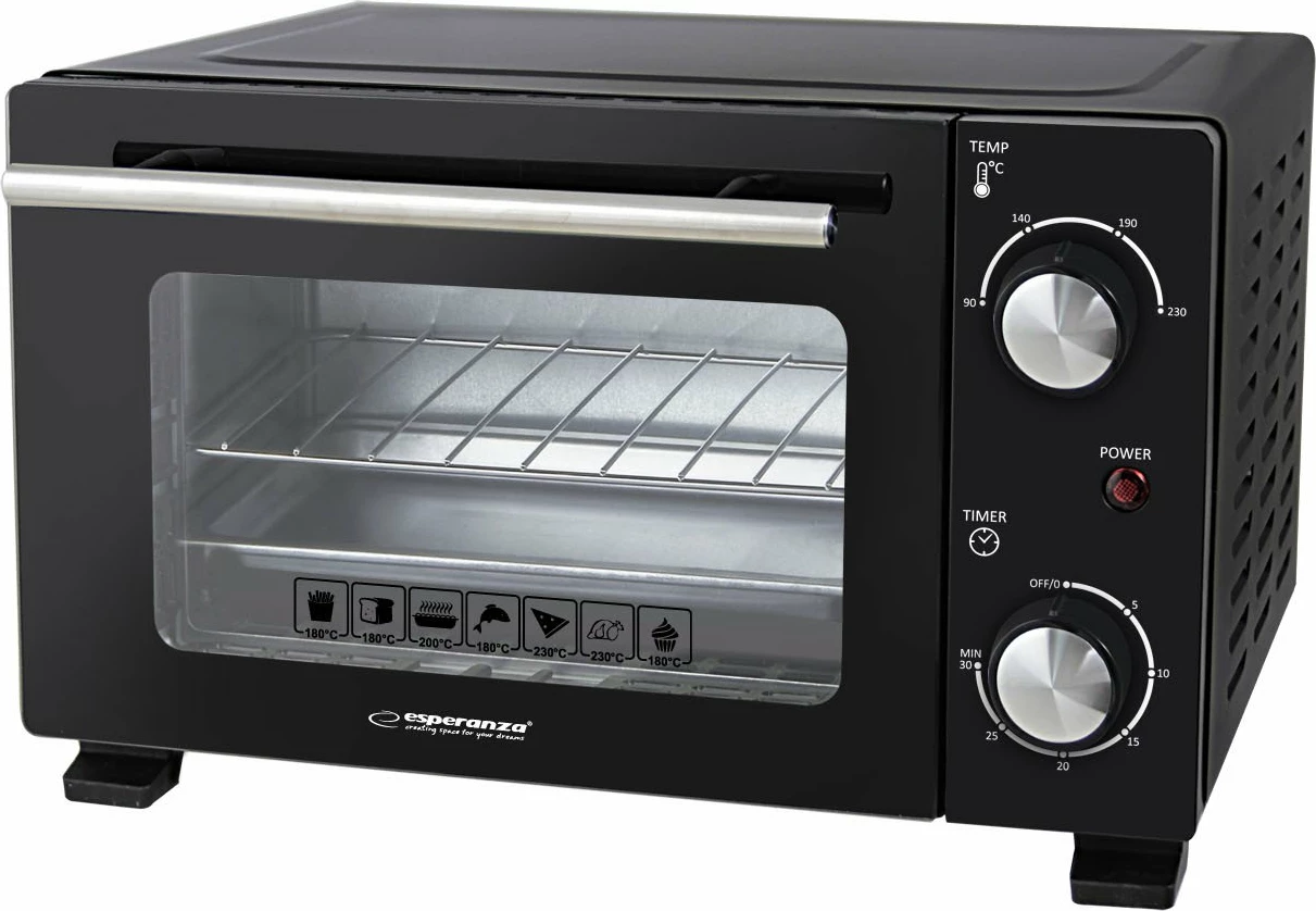 Mini furrë Esperanza EKO007N Calzone 10 L 800 W, e zezë