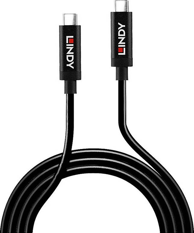 Kabl aktiv USB-C në USB-C LINDY, 5m, USB 3.2 Gen 2, 10Gbps, PD 60W, i zi