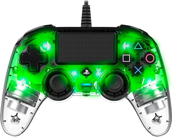 Kontroller loje Nacon PS4 me kabllo, transparent, kabllo 3 m, jeshile