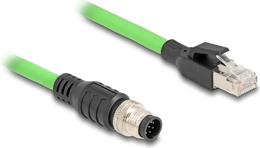 Kabllo industriale Ethernet DeLOCK M12 A-coded 8-pin mashkull në RJ45 mashkull, 1 m, PUR/TPU, e gjelbër