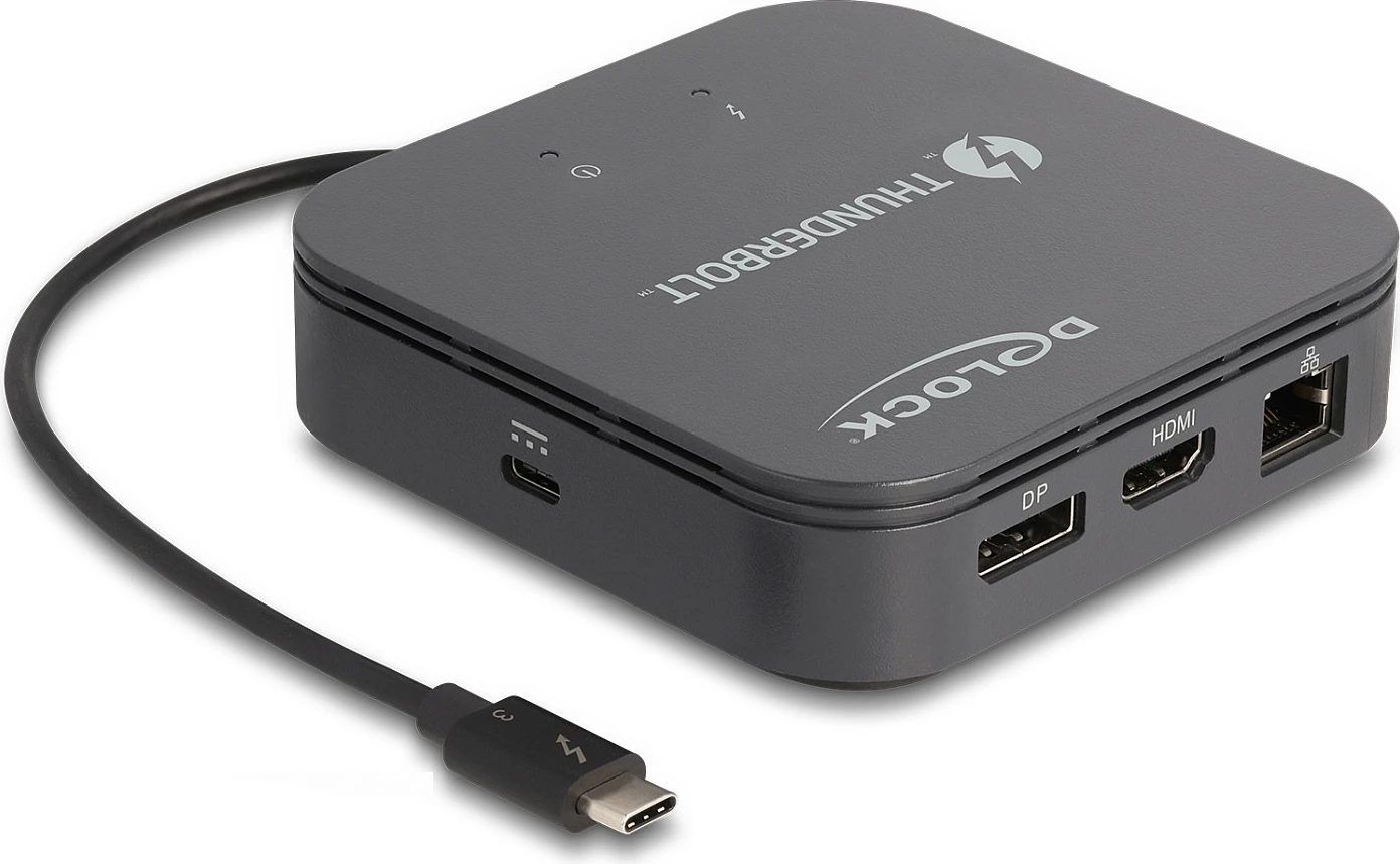 Mini docking station DeLOCK Thunderbolt 3 8K, DP/HDMI, USB, LAN, PD 60W, e zezë