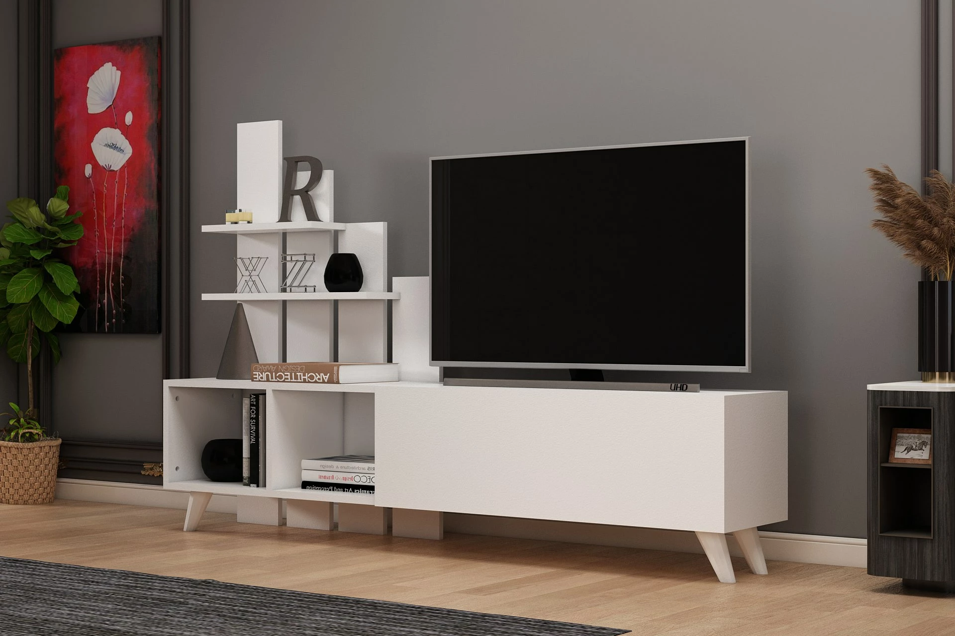 Komodë TV Hanah Home, Vale, e bardhë