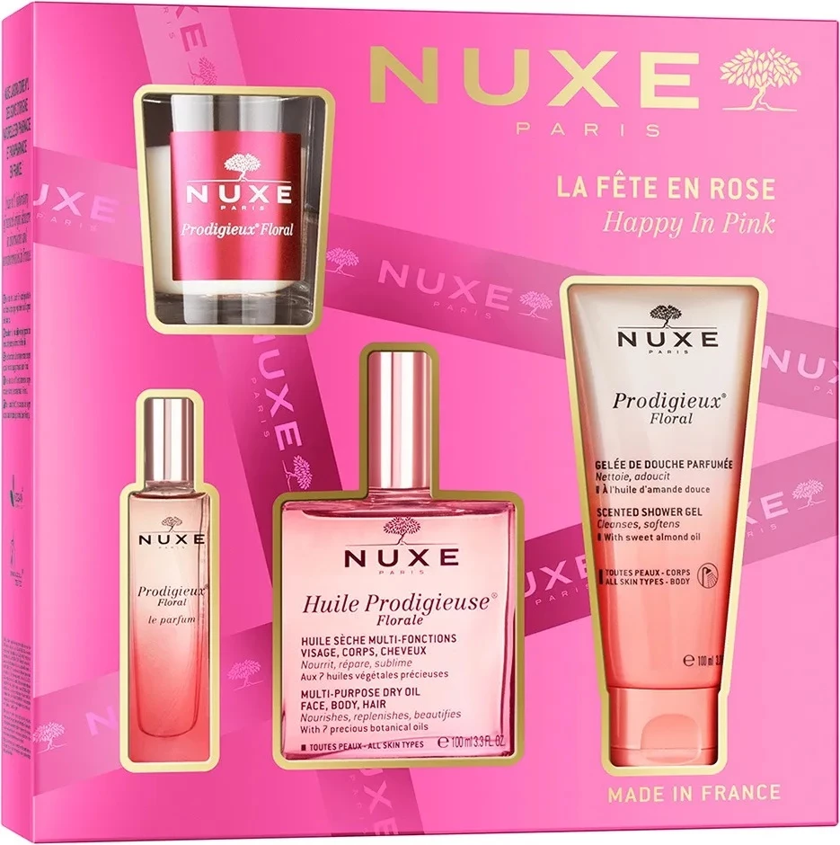 Set për kujdes trupi dhe aromë për femra Nuxe Happy In Pink, 4 pjesë