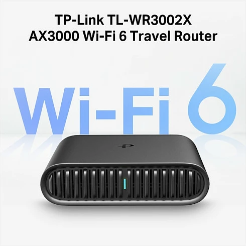 Router udhëtimi TP-Link TL-WR3002X, AX3000, Gigabit Wi‑Fi 6, i zi