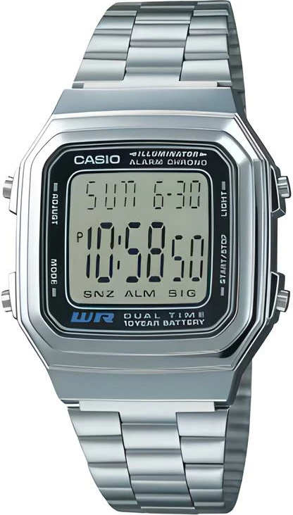 Orë dore Casio A178WA-1A, e argjendtë