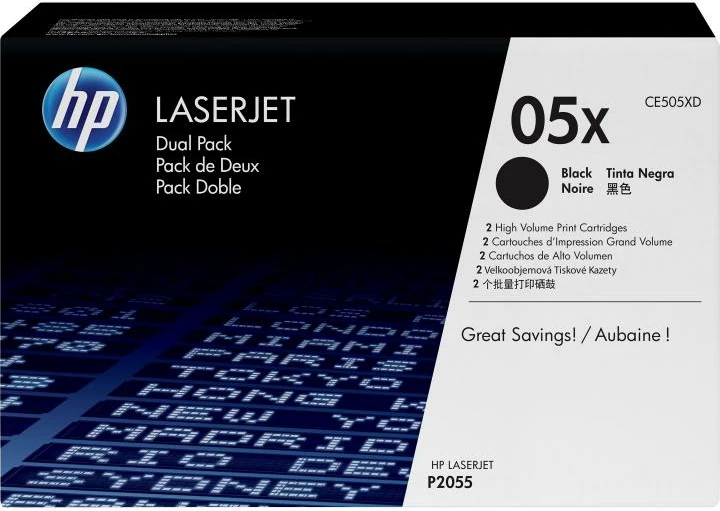 Toner HP 05X (CE505XD), rendiment i lartë, i zi, paketë dyshe