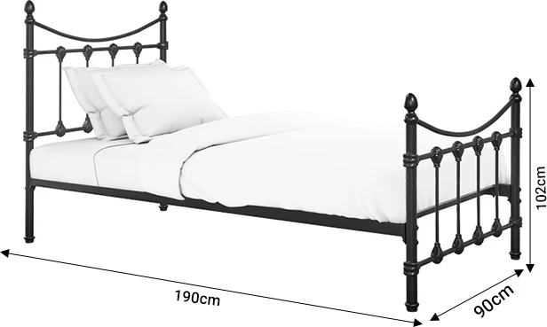 Krevat metalik Beowulf, ngjyrë e zezë, 90x190x102cm