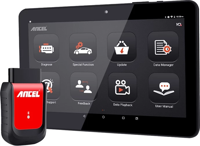 Skaner diagnostikues Ancel X6 OBD2 profesional për makina, 10.1" ekran, Android, i zi