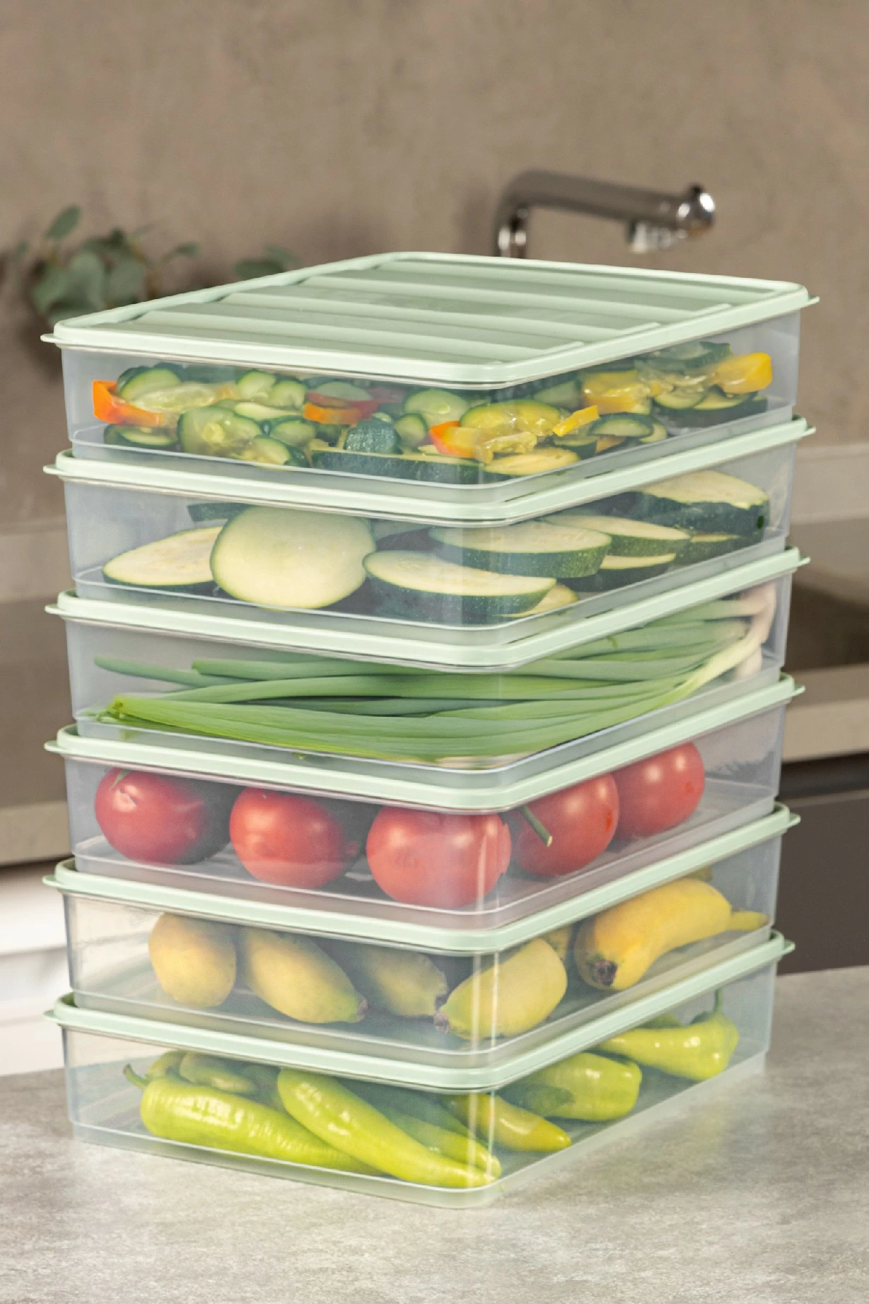 Set kuti plastike për organizim, 6 copë, ngjyrë mint, YBLLA3,56LI