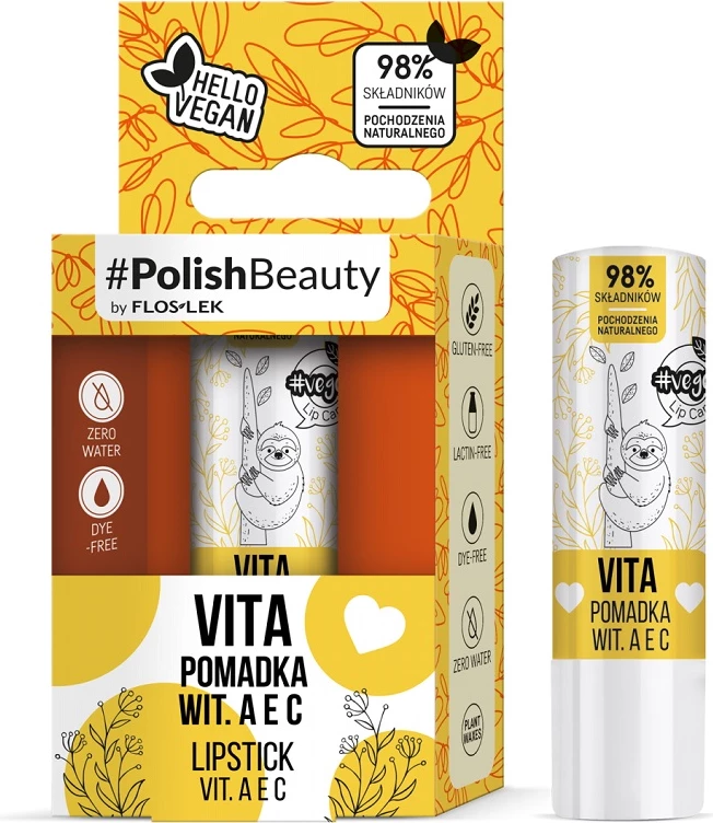 Buzëkuq për femra Floslek Vege Lip Care Vita Vegan me vitamina A, E, C 4.1g