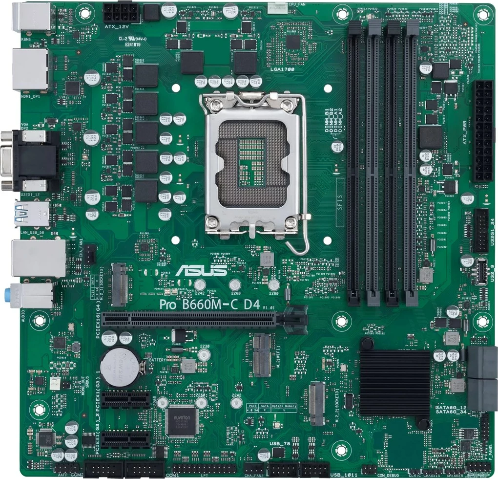 Pllakë amë ASUS PRO B660M-C D4-CSM, micro ATX, LGA 1700, DDR4, Gjelbër