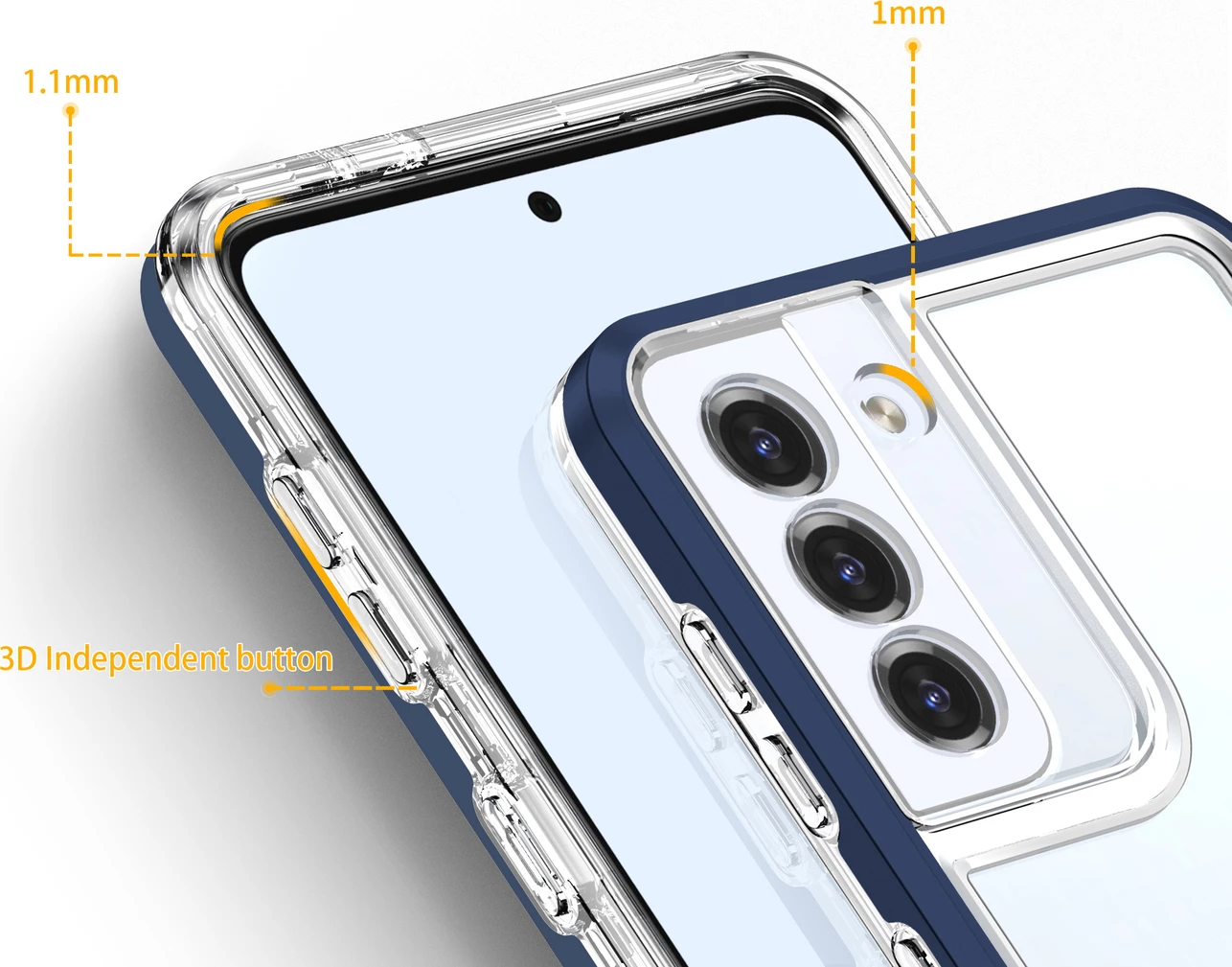 Mbështjellës Hurtel Clear 3in1 për Samsung Galaxy S23+, silikon me kornizë kaltër, Transparent