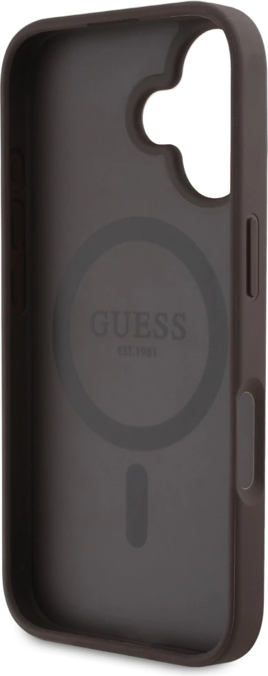 Mbështjellës Guess 4G Circle Classic Logo MagSafe për iPhone 16, Kafe