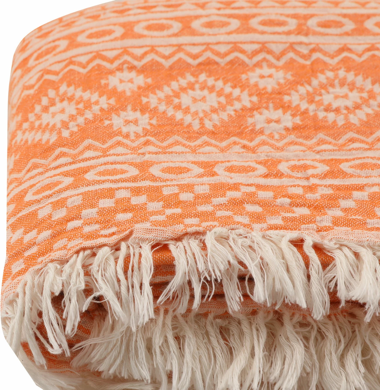 Peshqir plazhi Fouta, model qilimi, portokalli, Mijolnir, 90x170cm