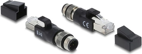Adapter rrjeti DeLOCK M12 D-coded 4-pin (mashkull) në RJ45 (mashkull), Cat5e, i zi